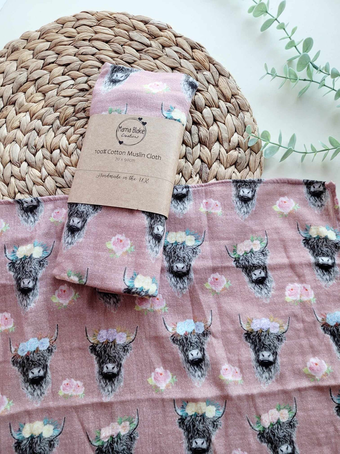 Floral Highland Coo Muslin