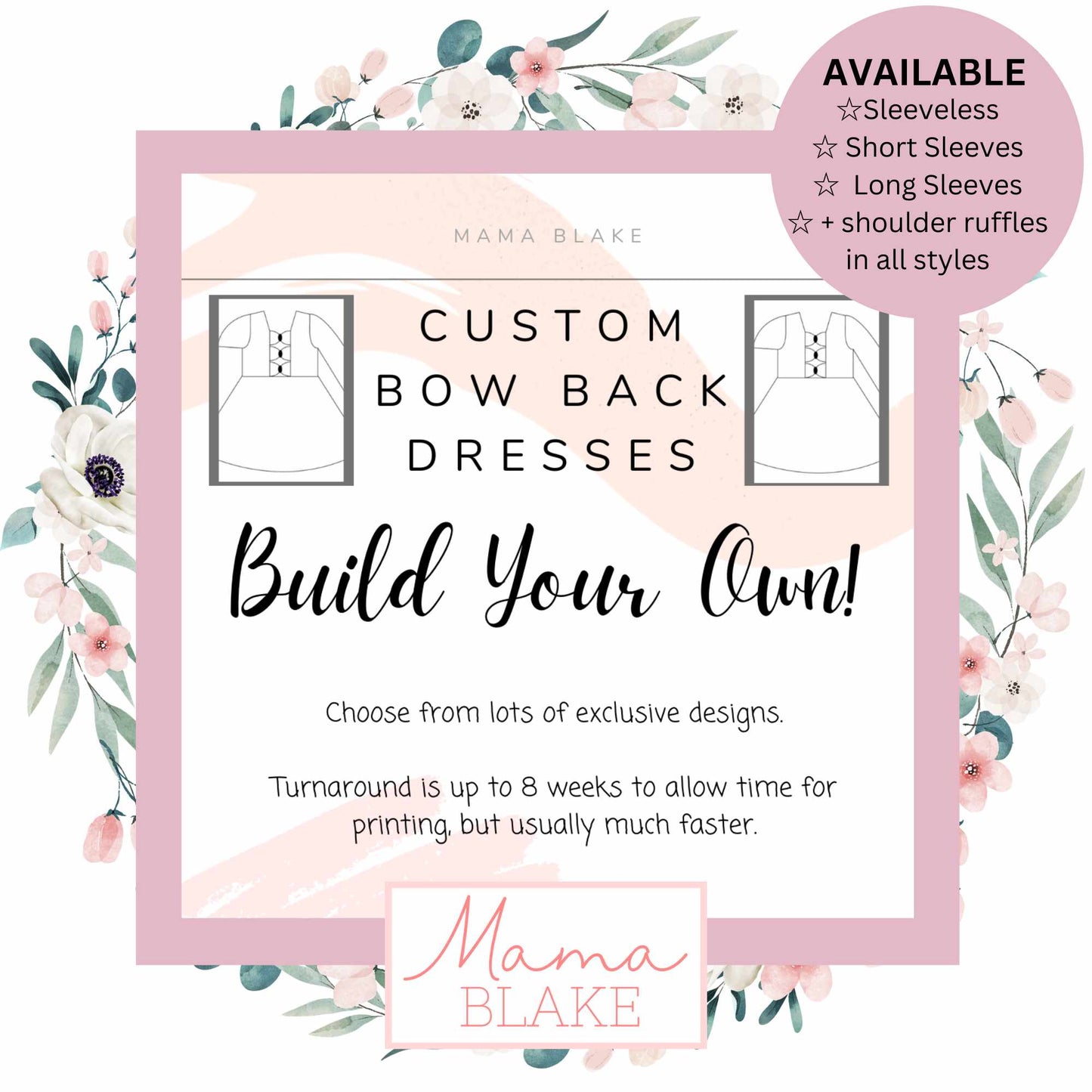 Custom Bow Back Dress