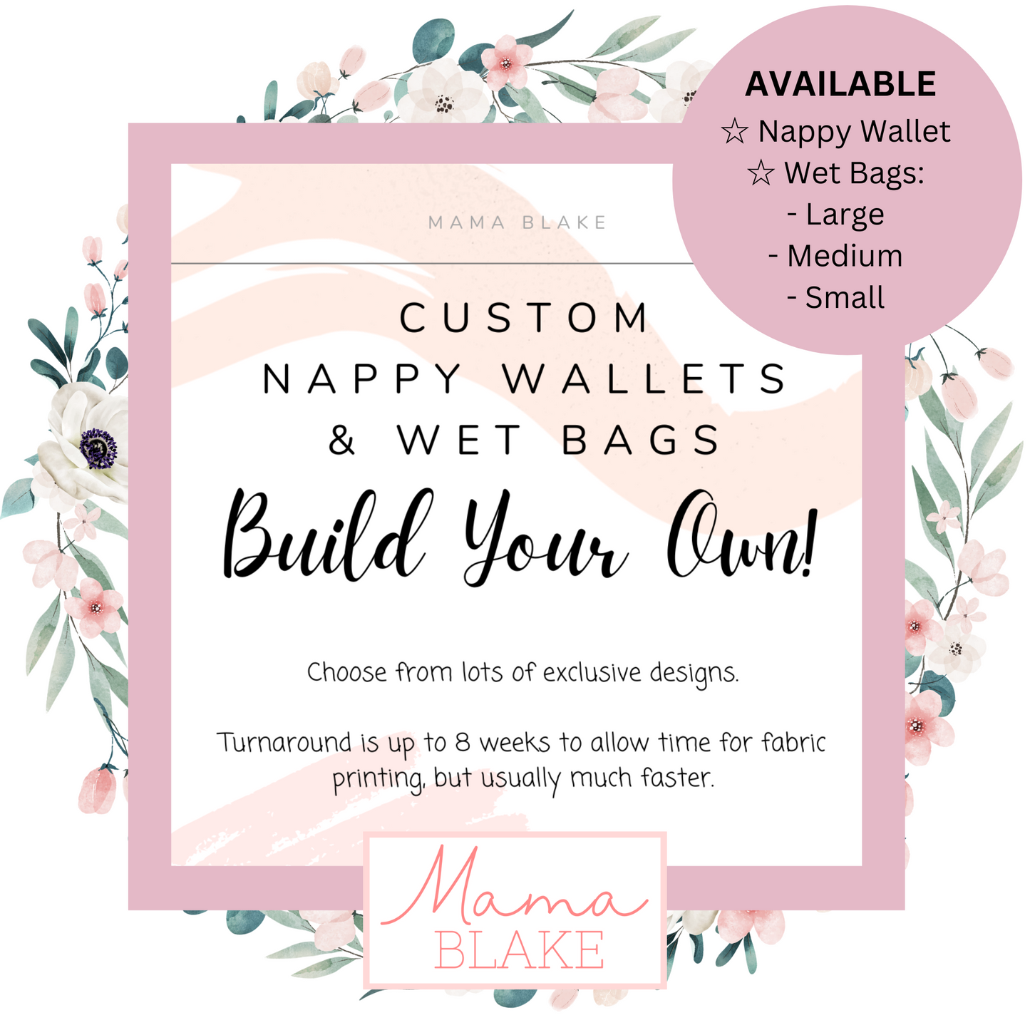 Custom Nappy Wallet, Wet Bags & Travel Changing Set