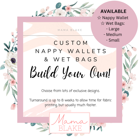 Custom Nappy Wallet, Wet Bags & Travel Changing Set